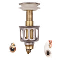White single hole kitchen sink filter basket with copper element and manual press bounce mechanism.
