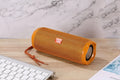 Fabric-covered portable Bluetooth speaker with integrated card holder in one of six colour options.