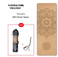 Cork TPE yoga mat on floor, 183x61cm, non-slip surface shown with subtle cork texture and TPE back