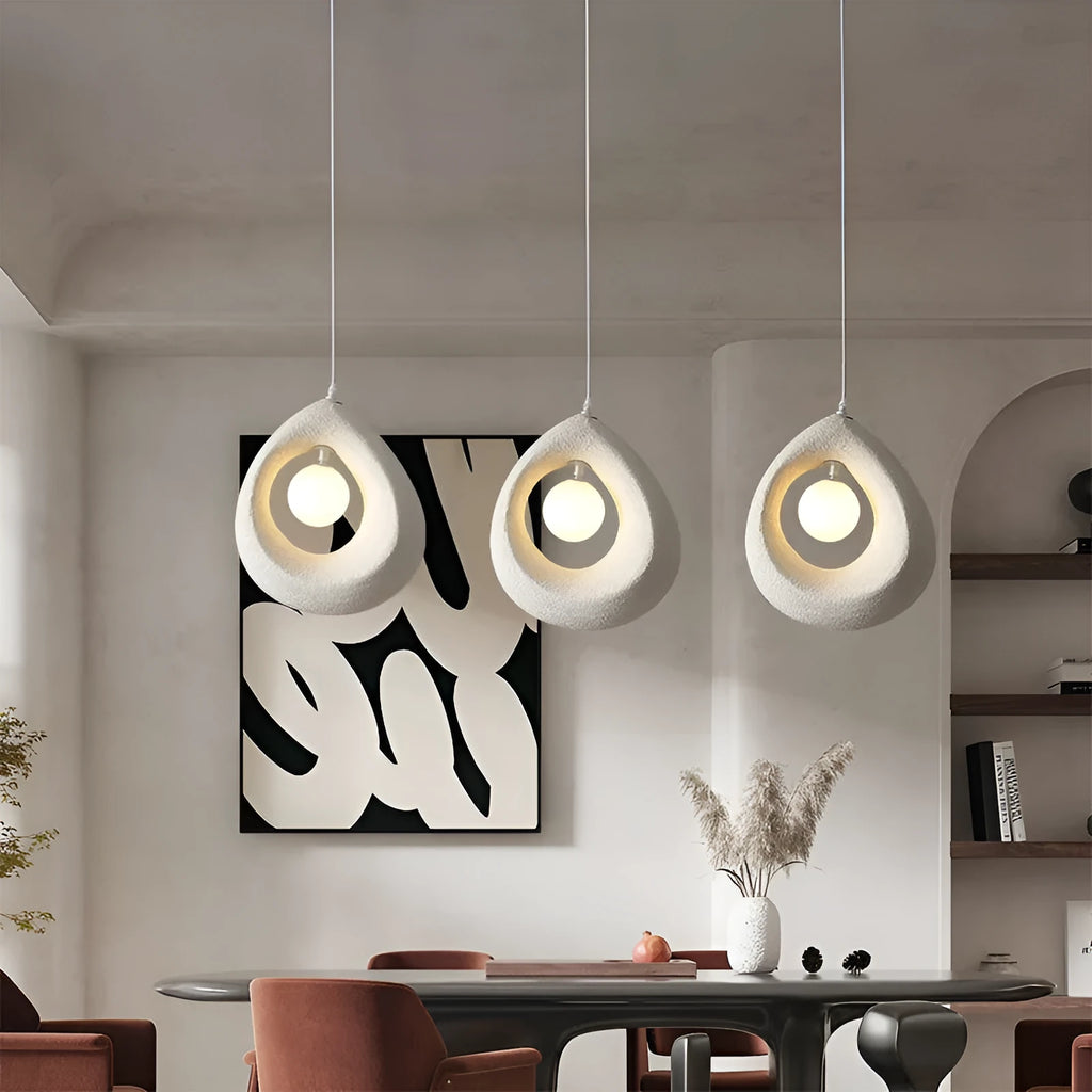 Retro pendant chandelier with milky white glass lampshade in modern simple style for ceiling mounting