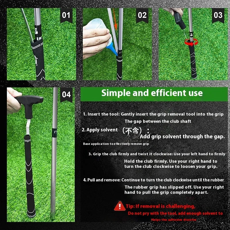 Silver golf grip dismantlement tool with high carbon steel blade and plastic handle on plain background