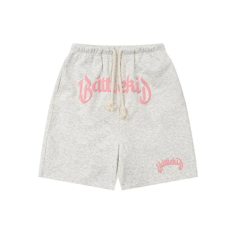 Loose fit cotton blend cropped sweatpants for streetwear in black, grey, blue, or yellow.