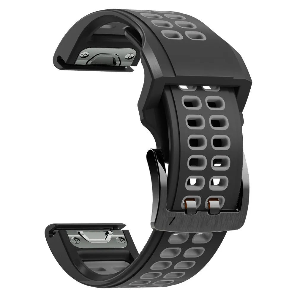 Quick-release two-colour silicone watch strap with pin buckle in sports style