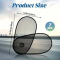 Black stretchy car side window sunshade for babies attached with suction cups.