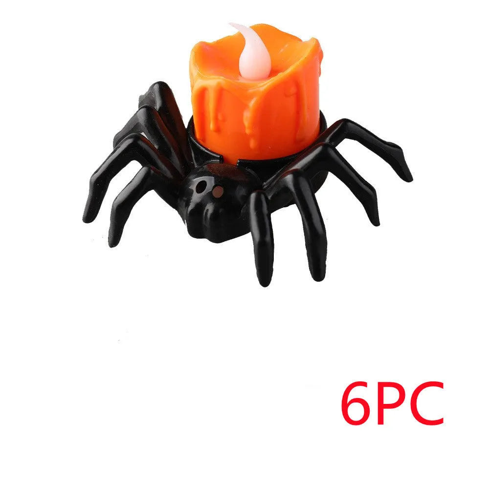 Halloween spider candlestick ornament plastic decorative candle light 7x8.5x5cm