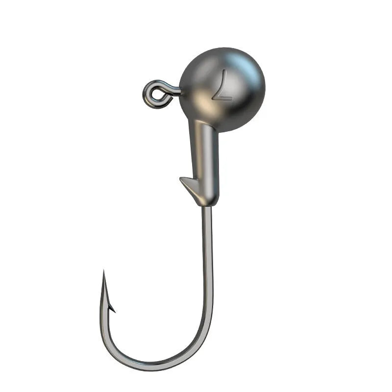 50-piece enhanced jig hook fishing set with weighted lead heads in primary colours