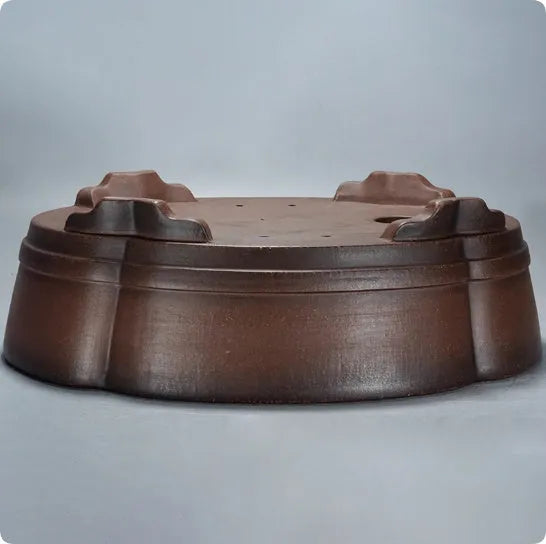 Classical rectangular purple clay bonsai pot for floor or tabletop use.