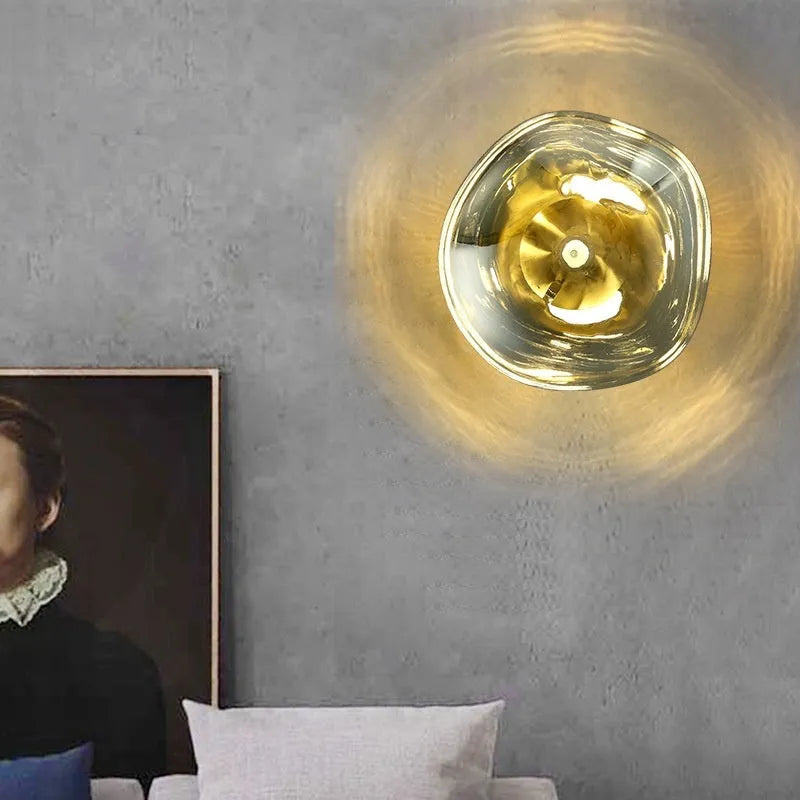 Modern creative staircase bar lava wall lamp with acrylic shade in gold colour warm light