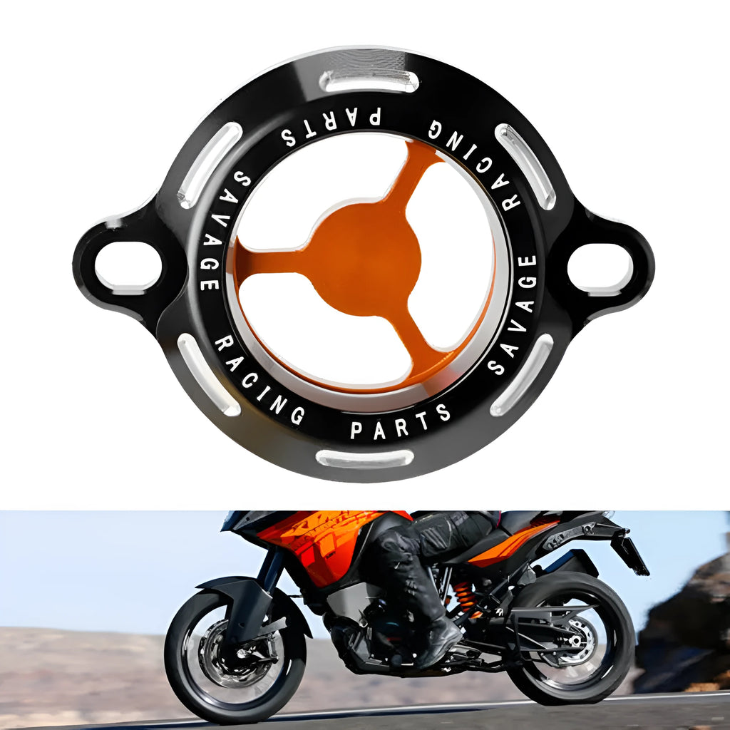 Transparent aluminium alloy oil filter cover for KTM DUKE motorcycles