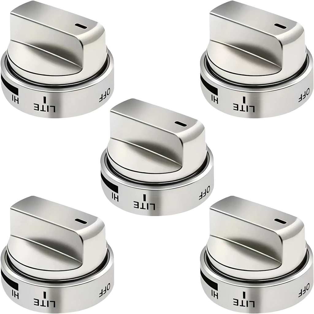 Silver metal oven stove knob replacement with 5.3cm diameter measurement
