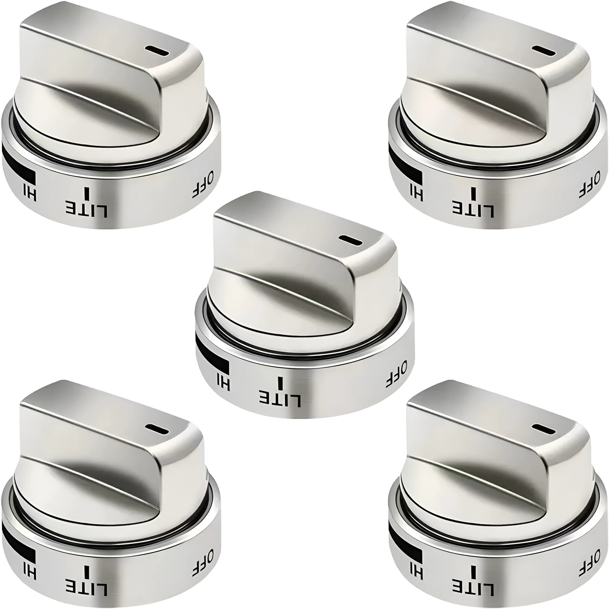 Silver metal oven stove knob replacement with 5.3cm diameter measurement