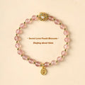Hand-woven crystal bracelet with grey Moonstone, pink Sunstone and peach strawberry quartz 6mm beads