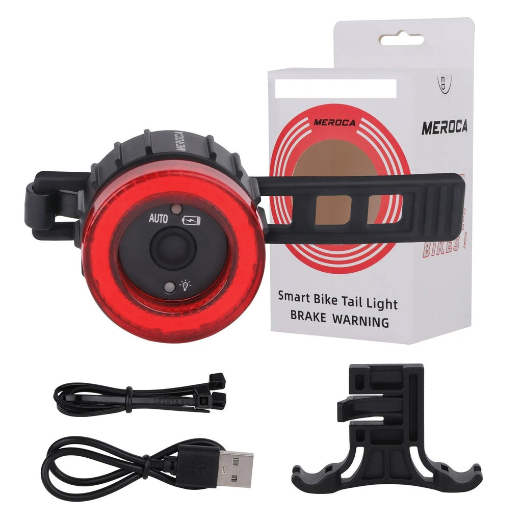 Black intelligent induction brake taillight with aluminium alloy construction and seat tube bracket