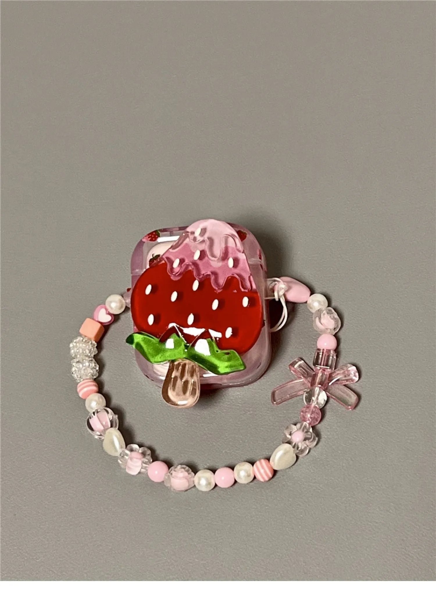 3D strawberry ice cream silicone protective cover for AirPods Pro 2 case with bracelet option