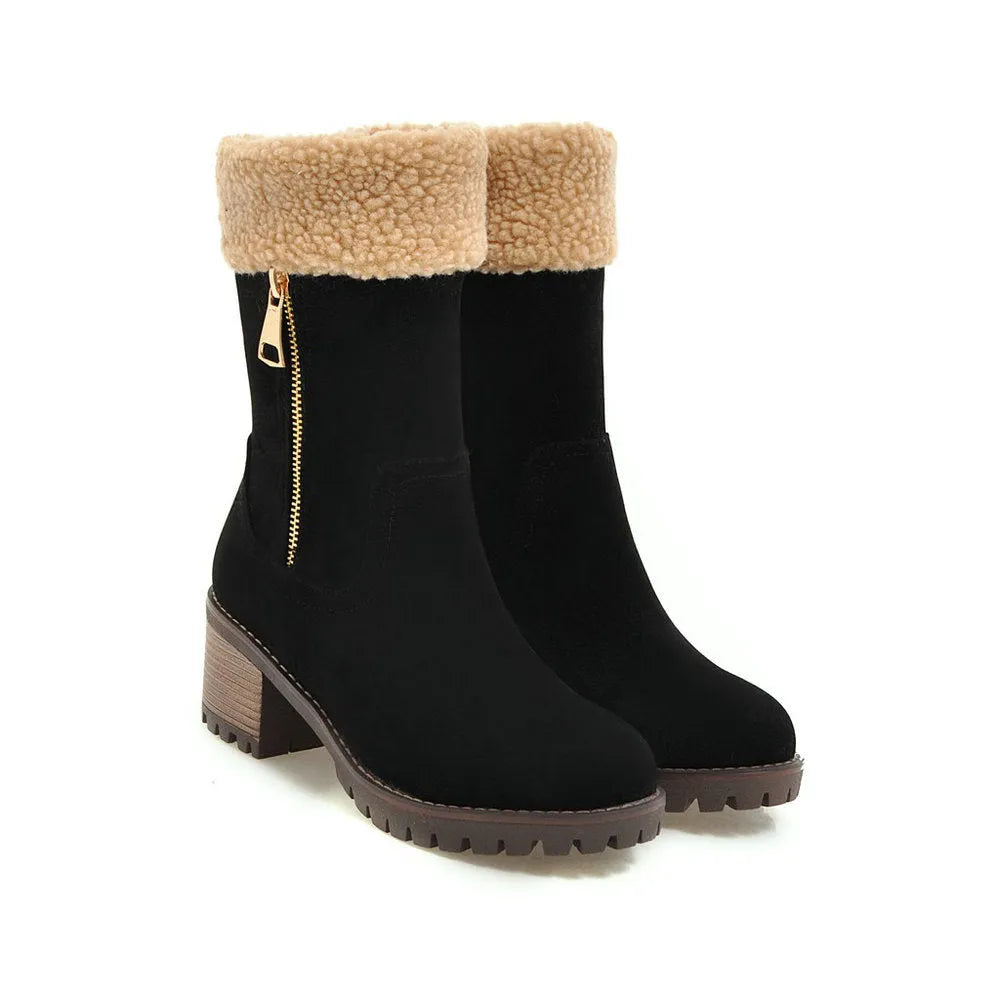A pair of waterproof snow boots with a plush lining, shown in one of the available colours.