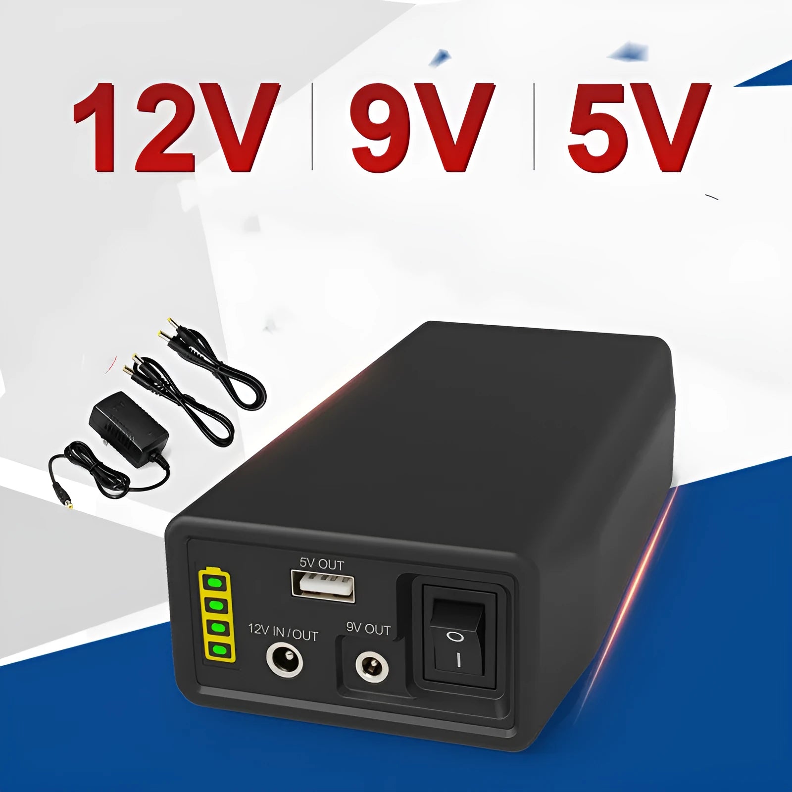Compact LF4100 LiFePO4 battery measuring 168x89.2x43mm with charger and connection cables