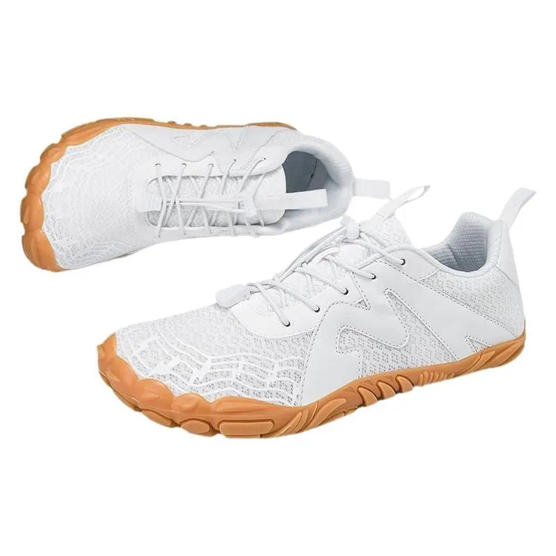 Couple sports climbing shoes with Flyknit lining and rubber sole in multiple colours.