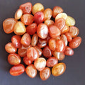 Natural red carnelian rough stone crystal specimens 15-20mm on neutral background