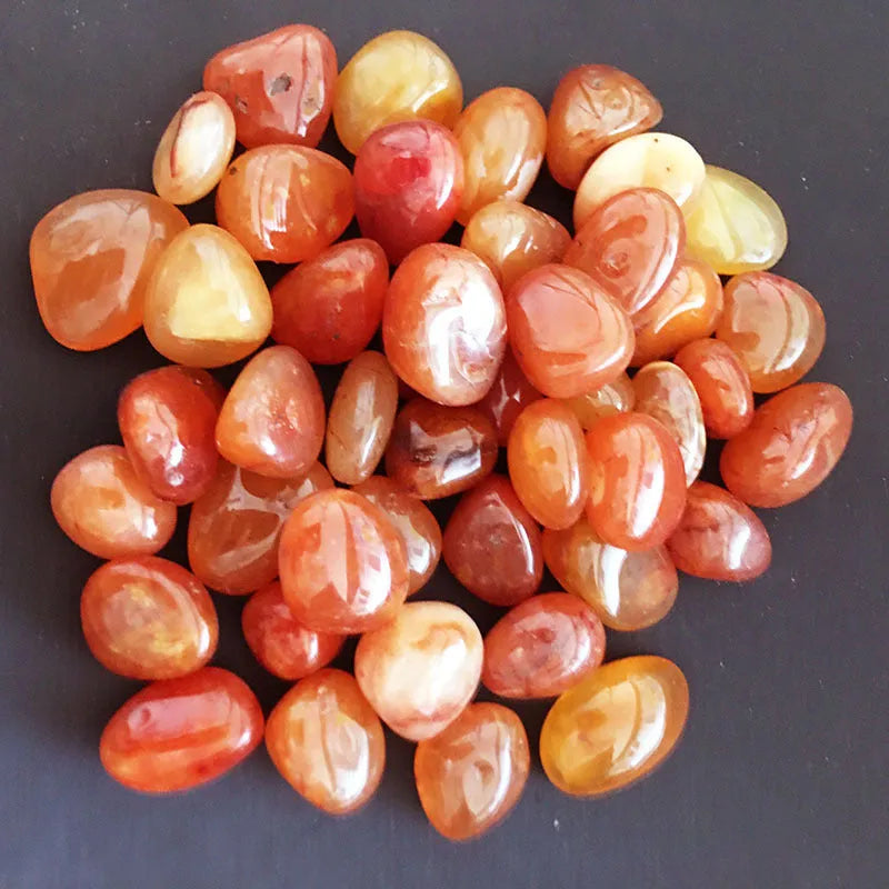 Natural red carnelian rough stone crystal specimens 15-20mm on neutral background