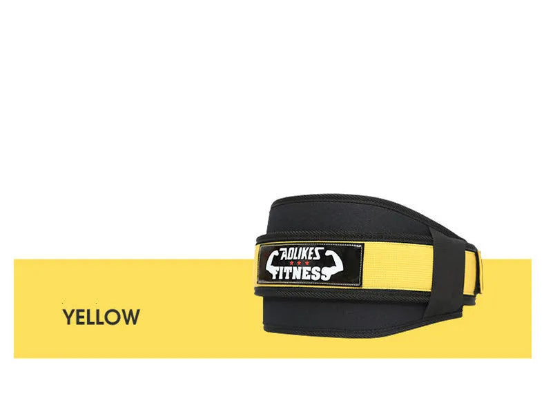 Nylon fitness weightlifting waistband in black, red or yellow colours available in L, M and XL sizes