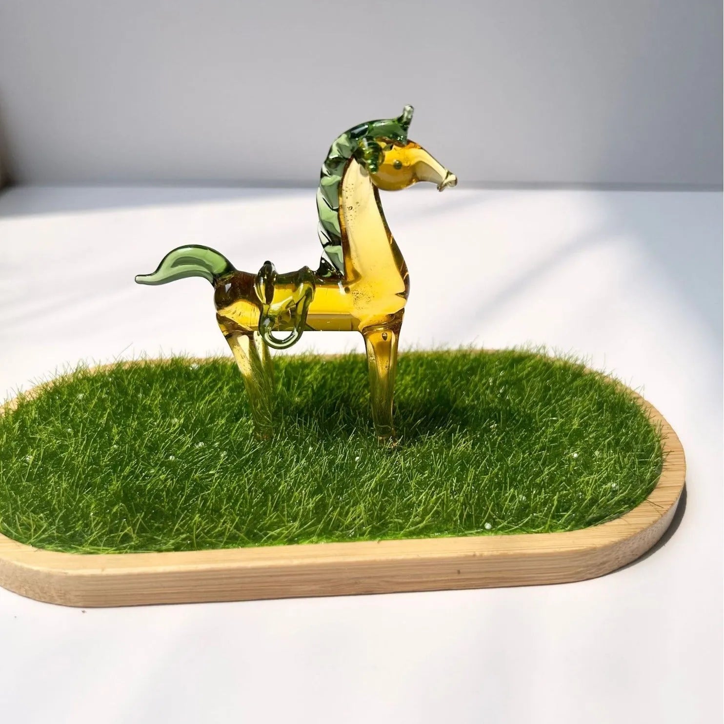 Glazed horse sculpture in coloured glaze, modern simplicity style, brown or white colour option
