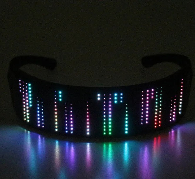 MORLIGHT LED display glasses for DJ music party, black full-frame ABS, unisex