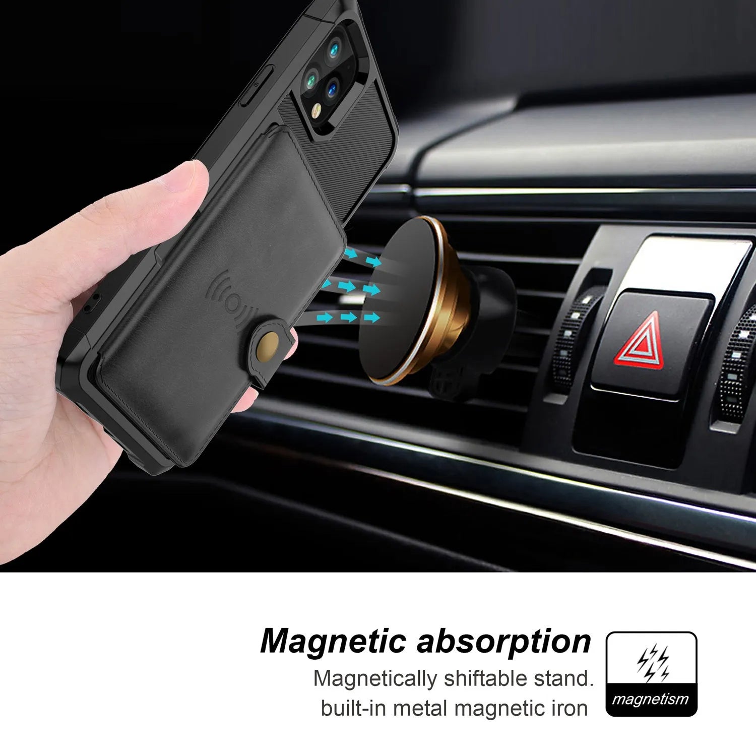 Imitation leather card wallet holder iPhone case in solid colour back cover design