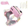 Explosion-proof anti-strangulation dog harness in pink Oxford cloth with attached 1.5m traction rope