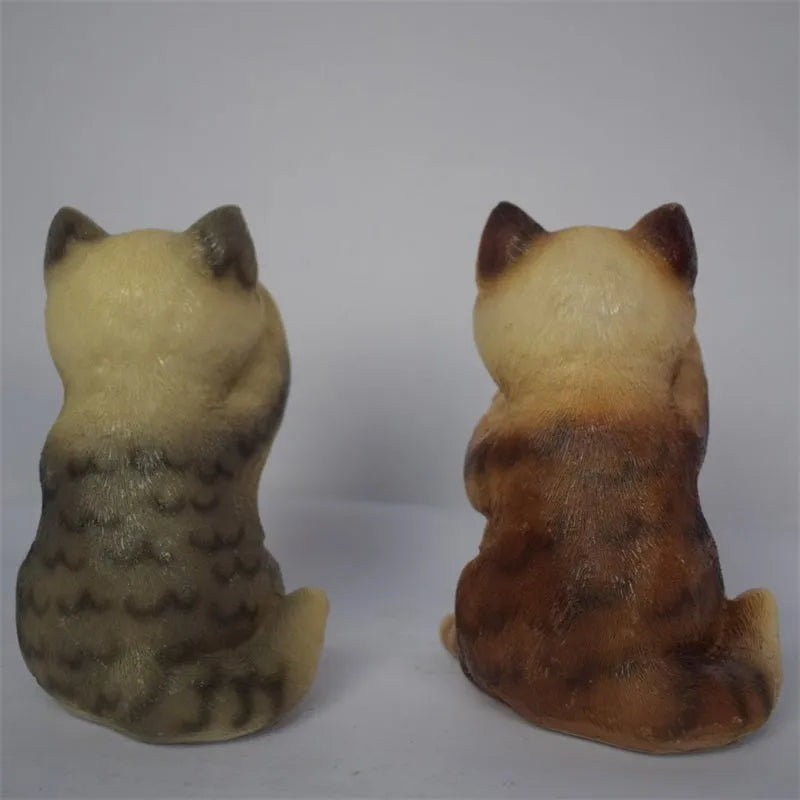 Brown cat-shaped solar lawn light for garden pathway illumination