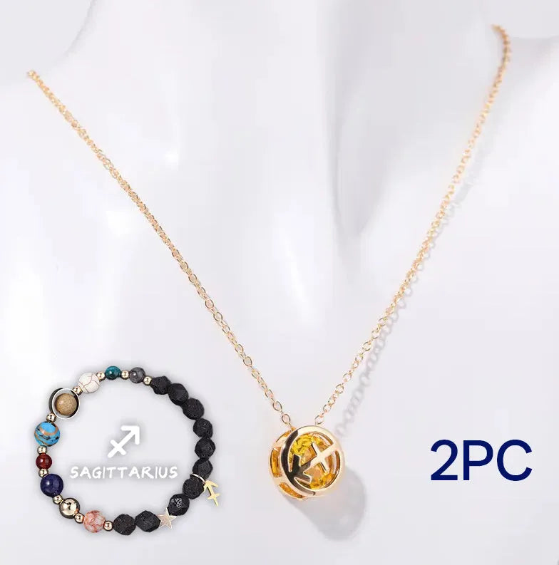 Natural stone bead necklace and bracelet set on adjustable cord