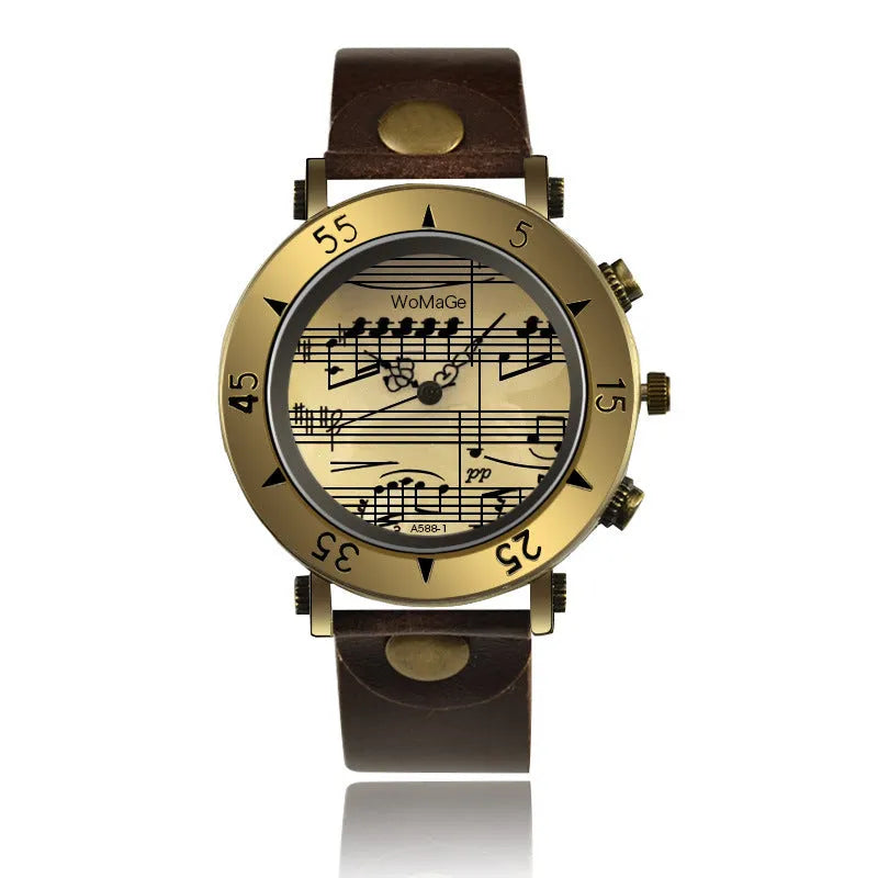 Men's wristwatch with a music symbol design on the dial in one of nine colour options.