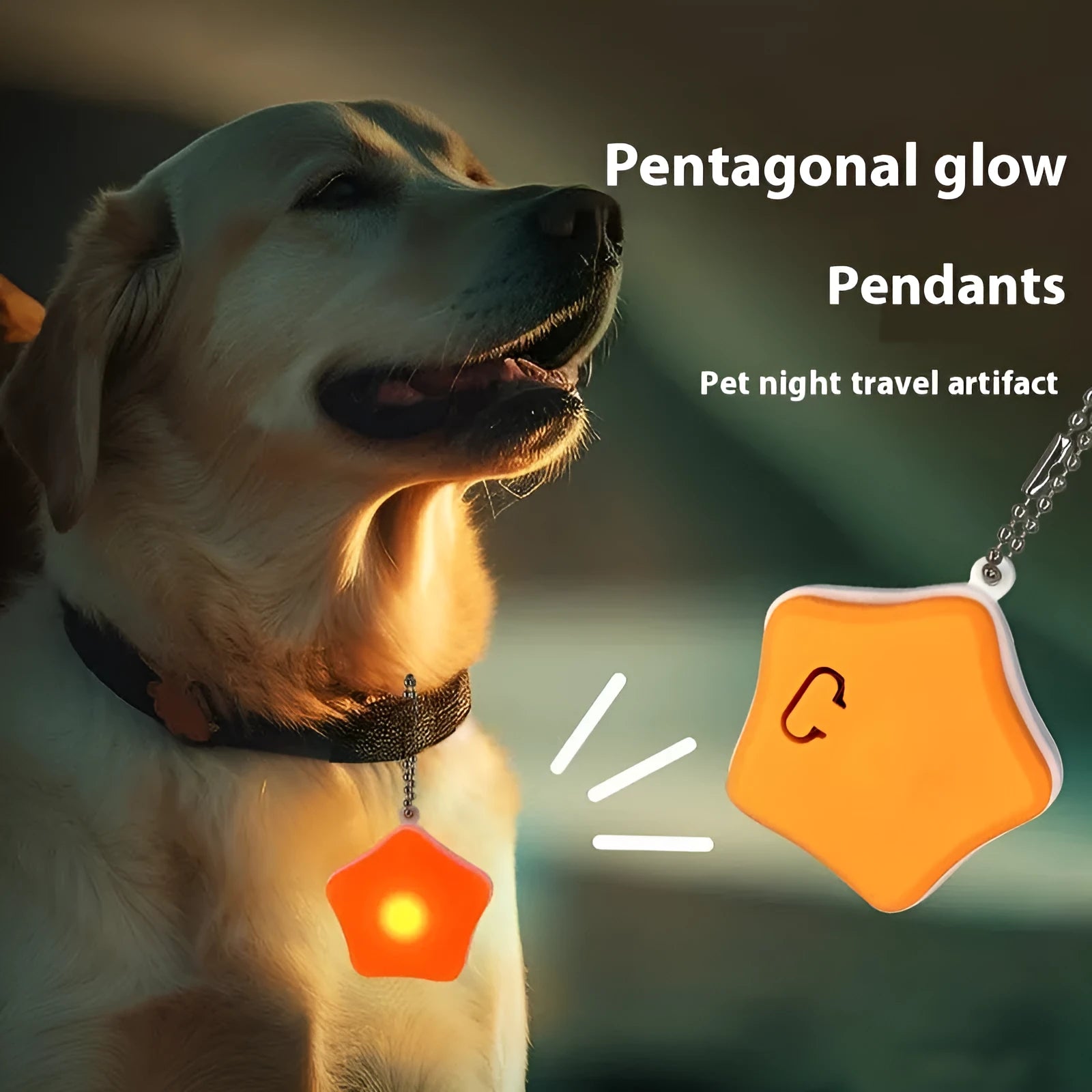 Blue and orange rechargeable silicone pendant light for dogs with three lighting modes