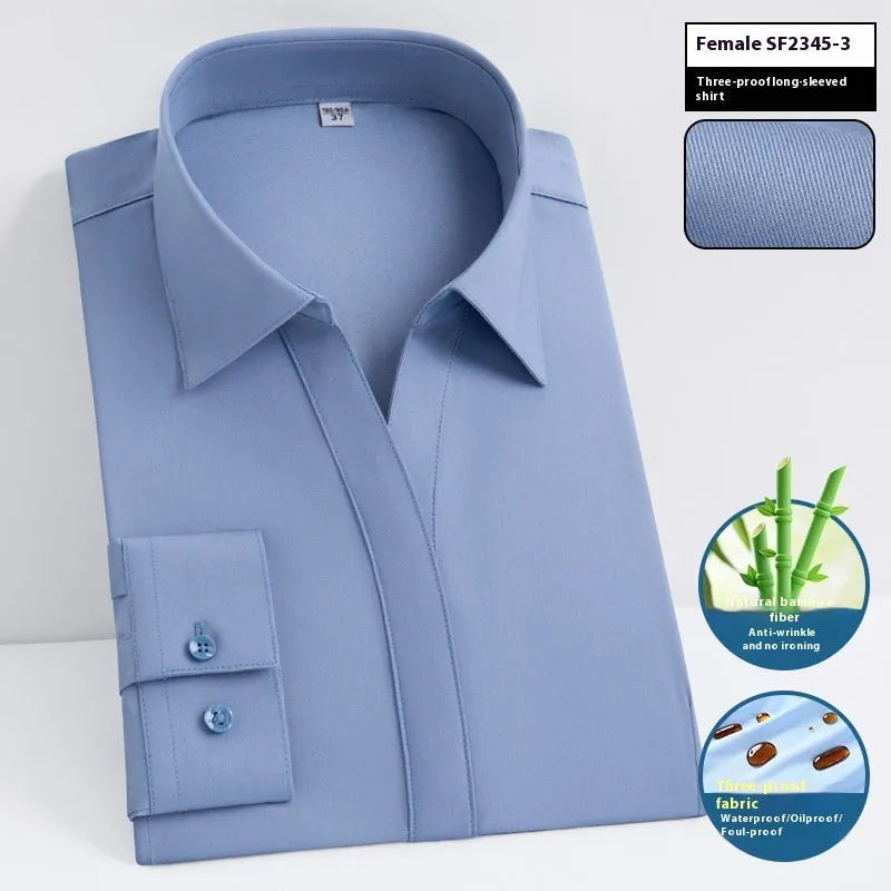 Men's waterproof bamboo fibre business shirt with square collar in slim fit design