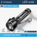 Black portable USB rechargeable outdoor flashlight with charging cable