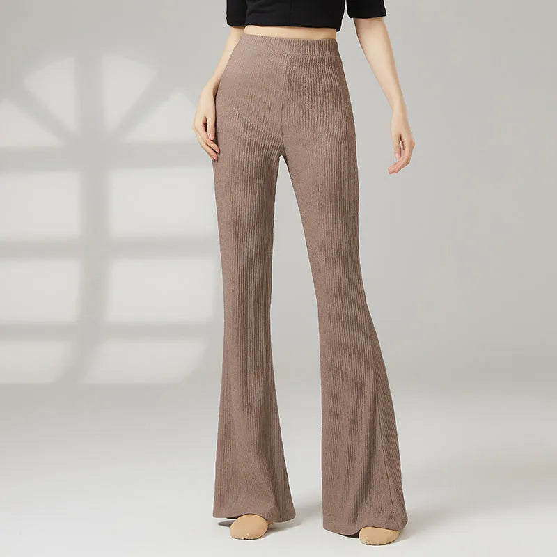 Women's solid colour dance practice trousers for body training in stretch polyester fabric