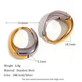 Gold tone geometric stainless steel jewellery set for women including earrings, a bracelet, and a necklace.