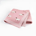 Pink and grey 100% cotton baby sheepskin blanket measuring 100x80cm for cots and prams.