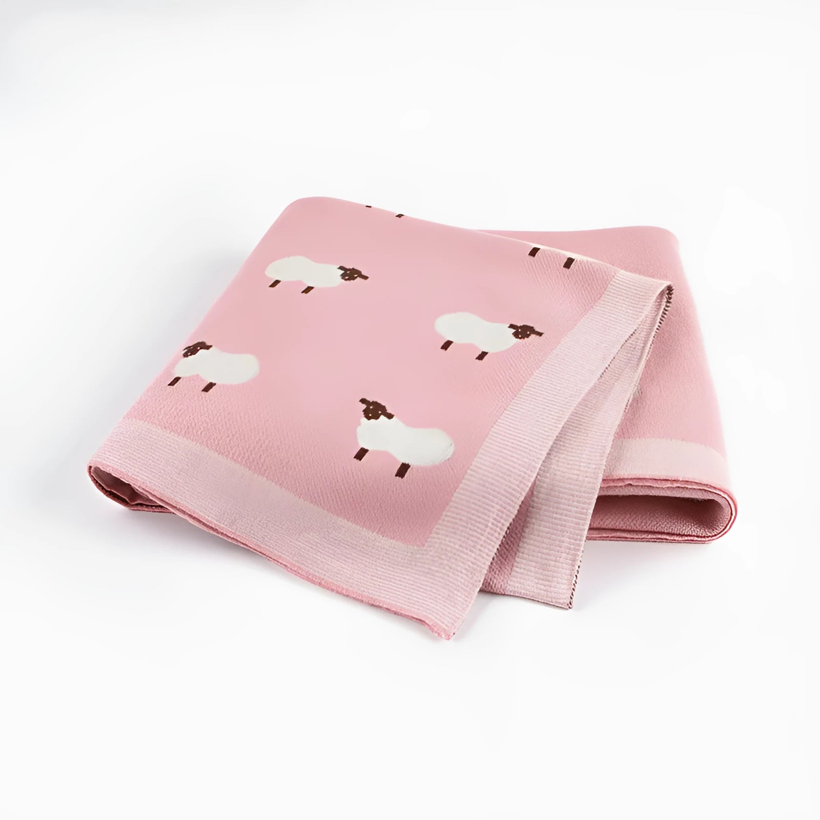 Pink and grey 100% cotton baby sheepskin blanket measuring 100x80cm for cots and prams.