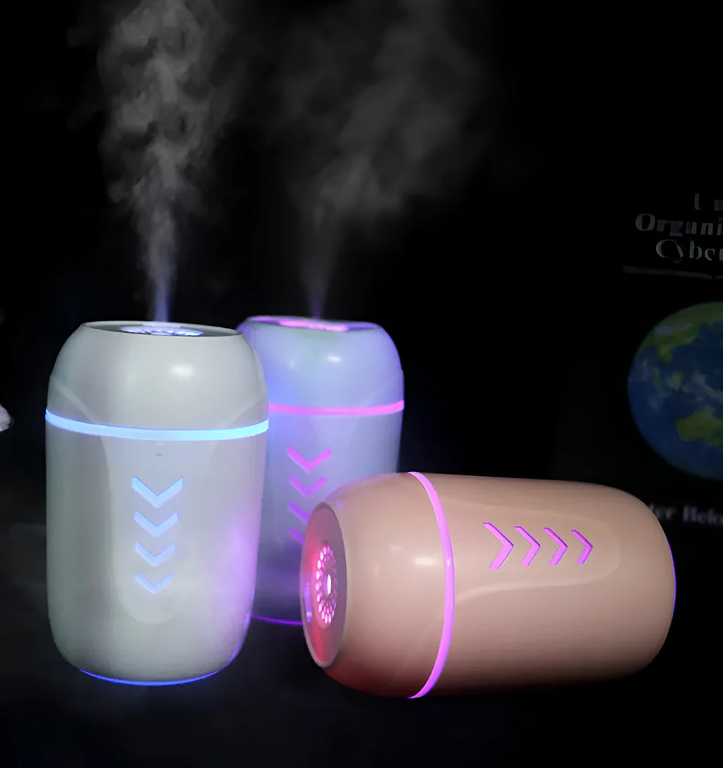 X3 portable car humidifier in columnar design with 200ml tank, shown in blue colour option