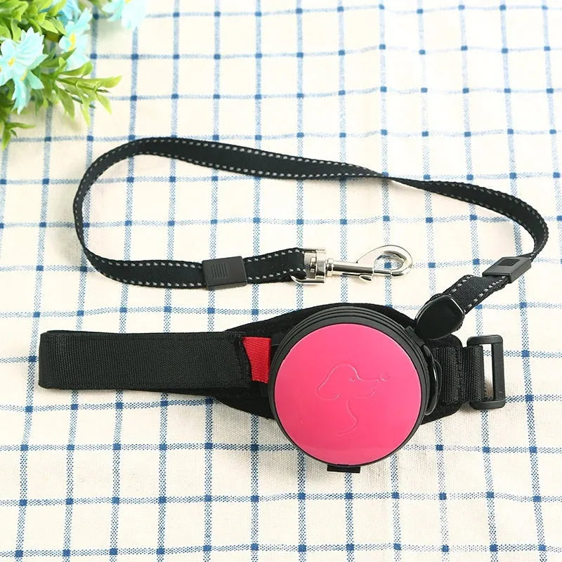 Automatic retractable pet leash showing 3 metre extension with hands-free design in multiple colours