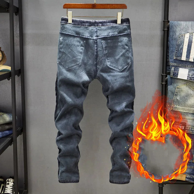 Men's slim-fitting skinny jeans in dark blue denim with micro elastic construction