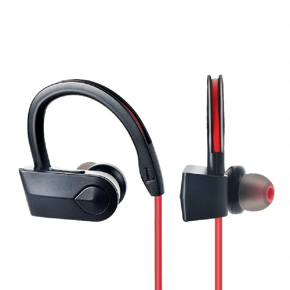 Wireless neck mounted Bluetooth earphones in black colour with neckband design