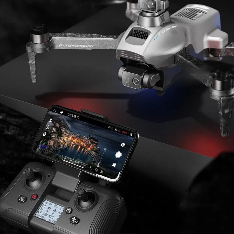 White folding quadcopter drone with obstacle avoidance sensors and 4K camera shown in compact 30-50cm size