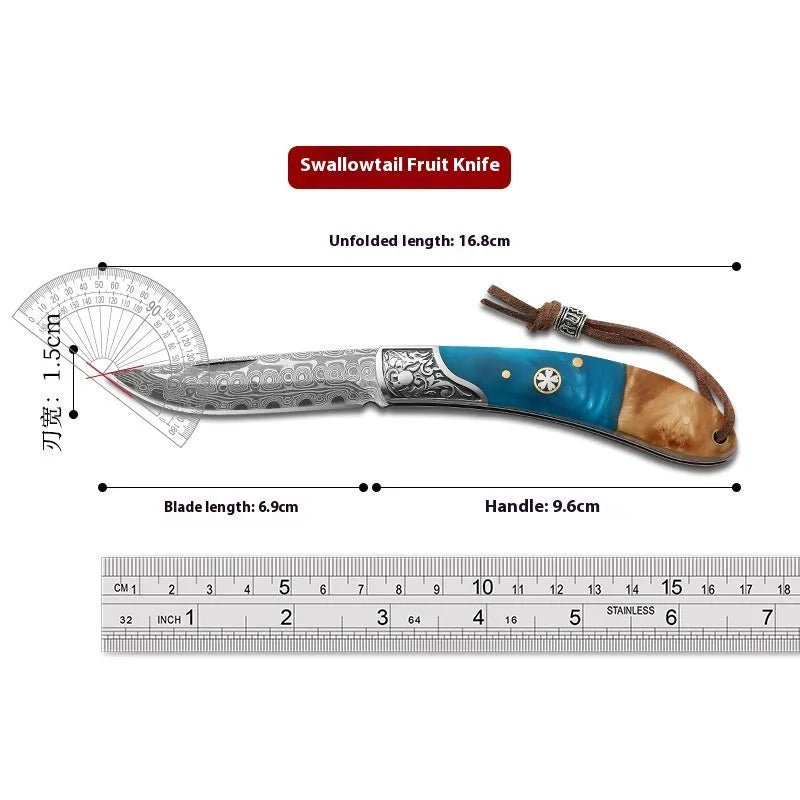 VG10 stainless steel folding portable mini outdoor knife with dovetail pattern