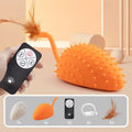 Remote control smart charging silicone mouse cat toy with feather attachment in cyan colour