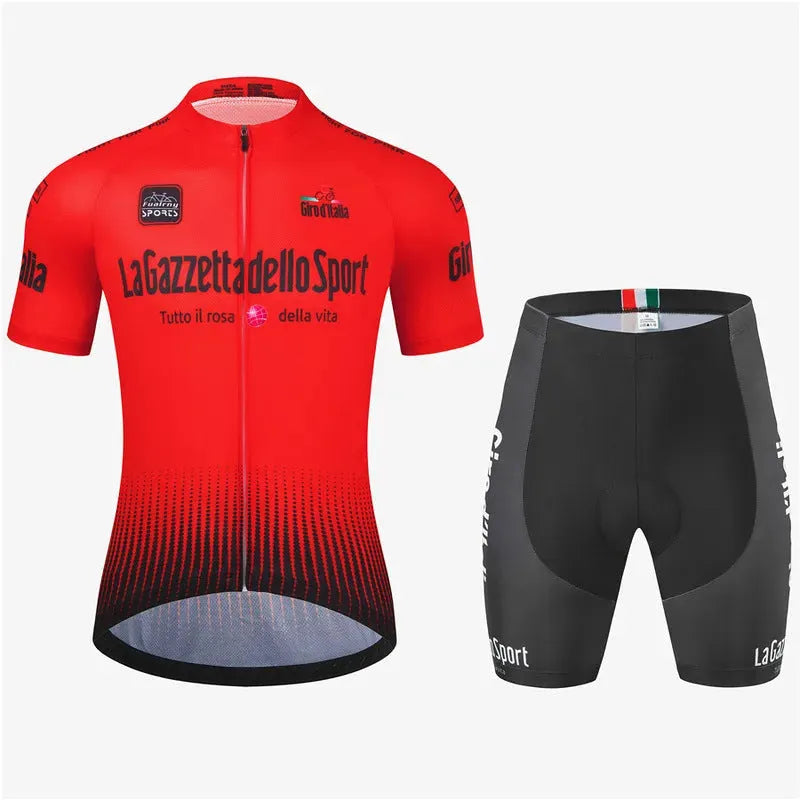 Patterned short-sleeve cycling suit for road biking in polyester fabric