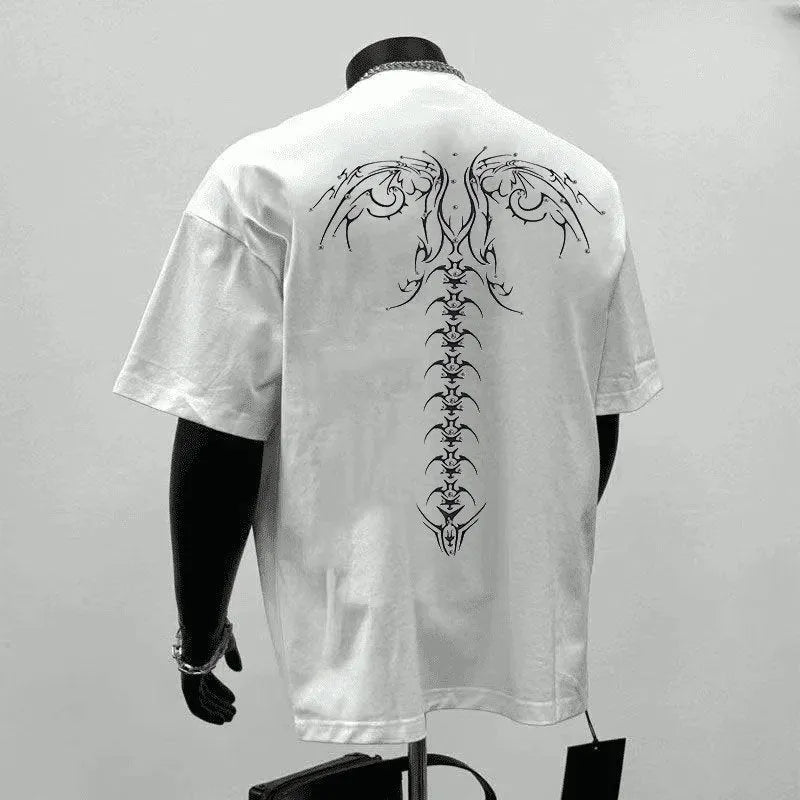 Men's printed pure cotton loose fit short sleeve top in white and black colour options