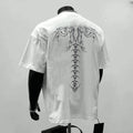 Men's printed pure cotton loose fit short sleeve top in white and black colour options