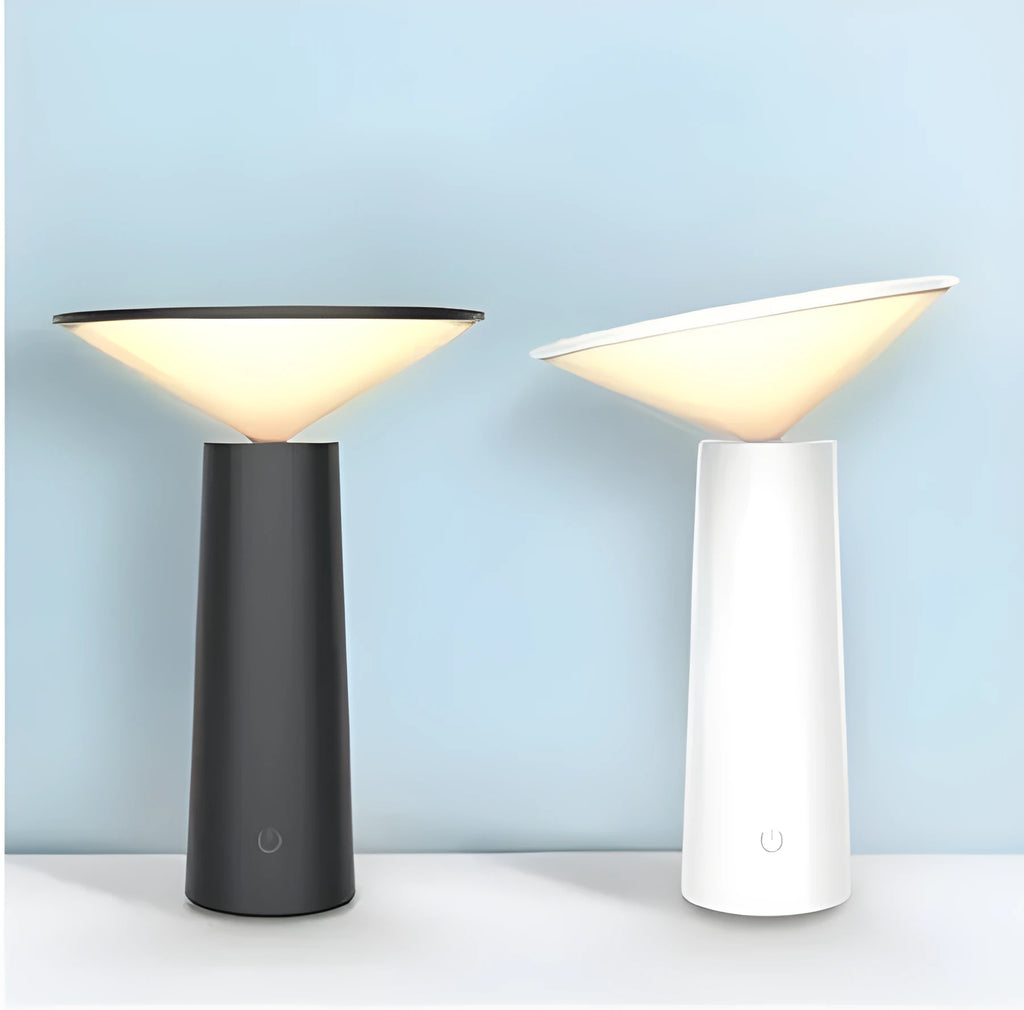 Black or white USB rechargeable LED desk lamp with touch sensor and adjustable flip head