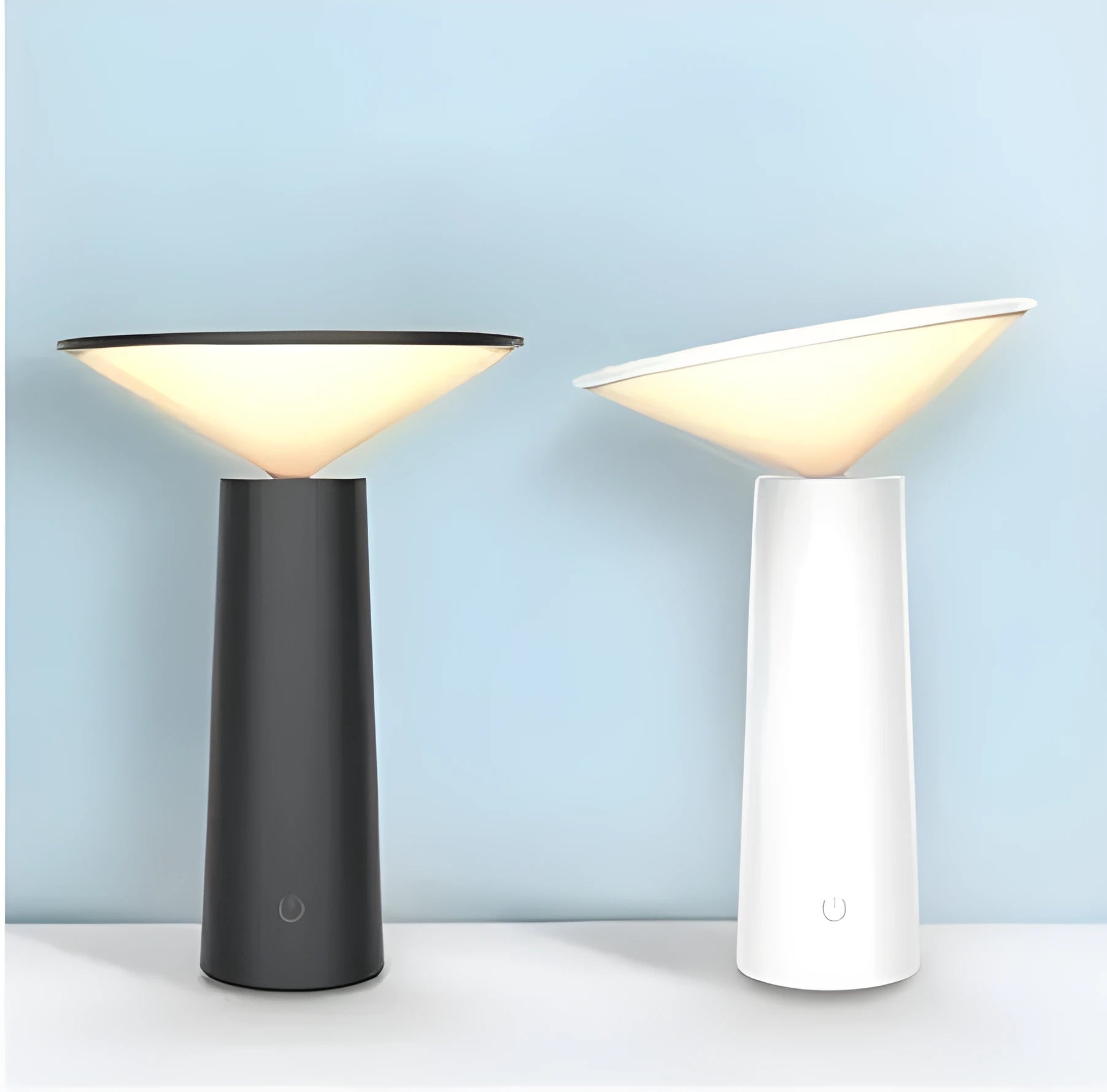 Black or white USB rechargeable LED desk lamp with touch sensor and adjustable flip head